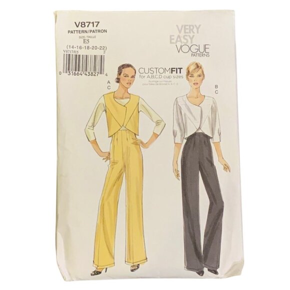 Vogue V8717 Sewing Pattern Set Misses Vests & Pants Custom Fit Sizes 14-22 - Picture 1 of 3